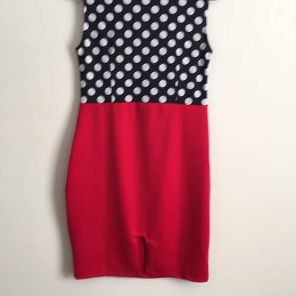 Polka dot W/B and Red Dress - Picture 7 of 8
